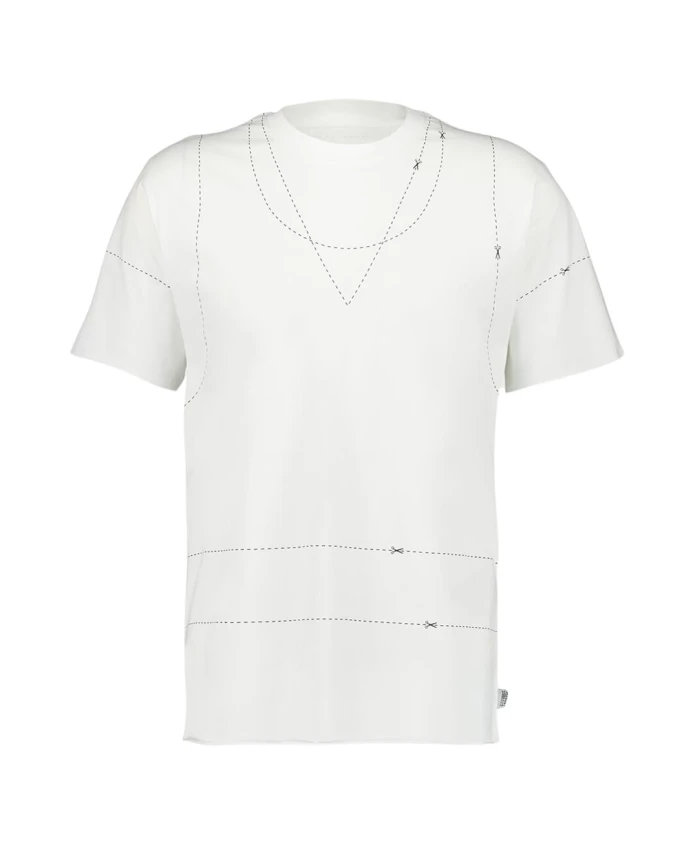 

Белая футболка с принтом по линии шва Mm6 Maison Margiela, белый