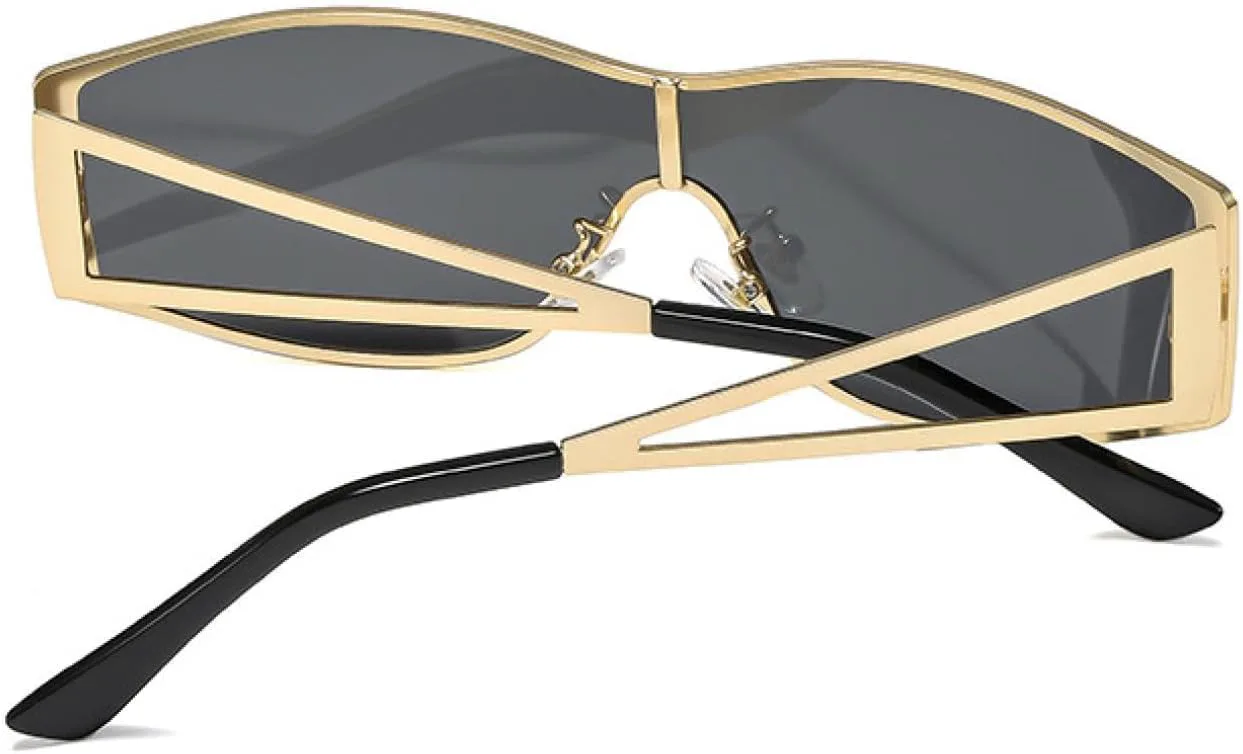 

Женские солнцезащитные очки в стиле металл-панк, мужские очки класса люкс для активного отдыха и путешествий, защита от УФ-излучения UV400 TKKTLLT, Gold Gray