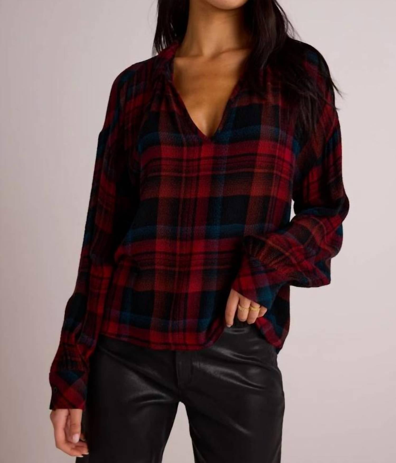 

Свитер-пуловер с заниженными плечами в зимнюю клетку Berry Bella Dahl, цвет winter berry plaid