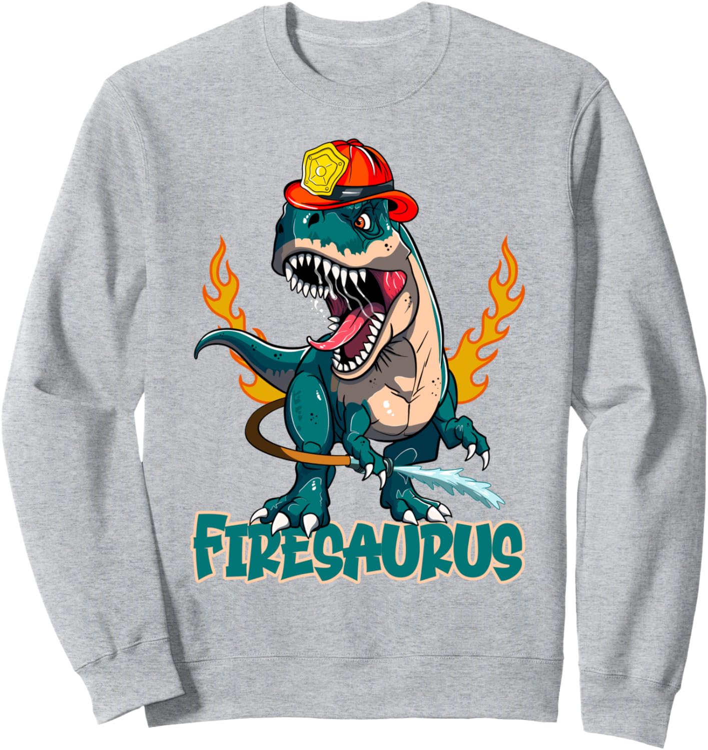 

Забавная толстовка с изображением пожарного, динозавра и тираннозавра Funny Firemen Firefighter Dino, серый