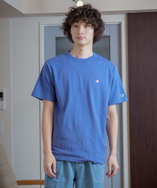 

Футболка с вышитым логотипом, 100% хлопок Champion, синий