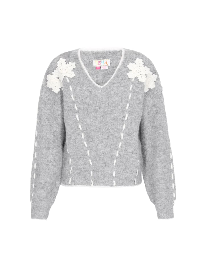 

Женский свитер светло-серого меланжевого цвета IZIA