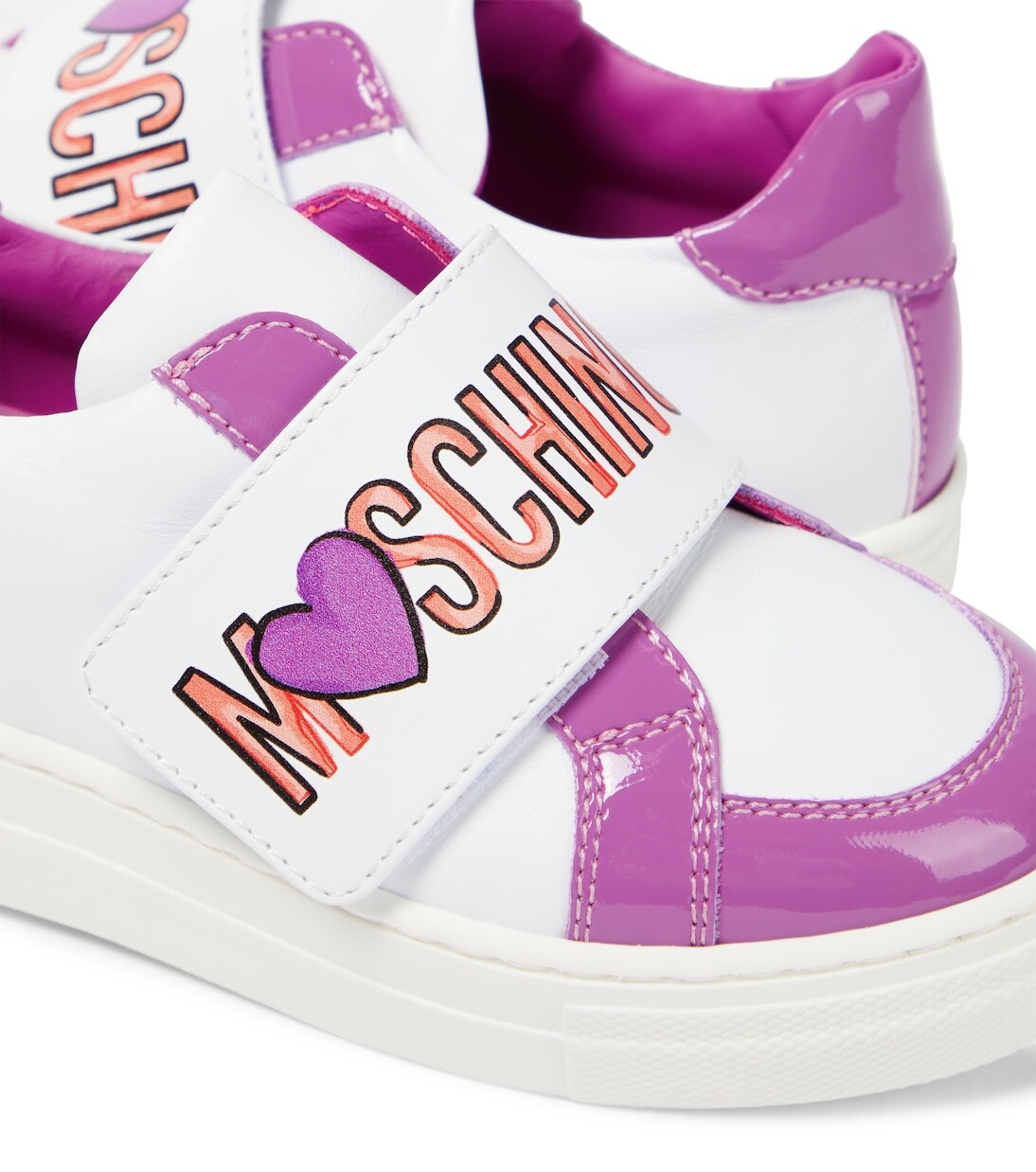 Кожаные кроссовки с логотипом Moschino Kids, белый — фото 4