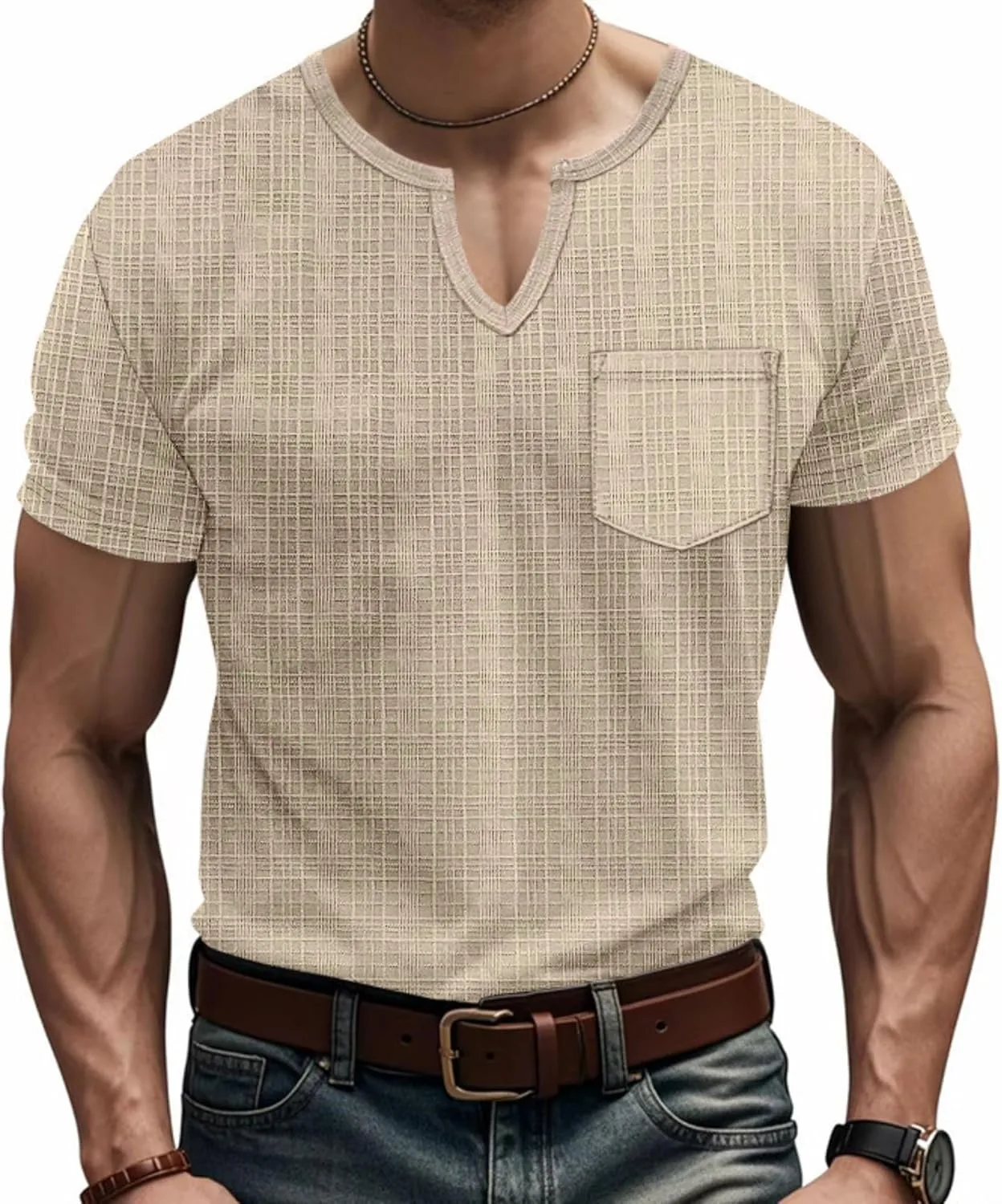 

Мужская футболка с V-образным вырезом, летняя повседневная