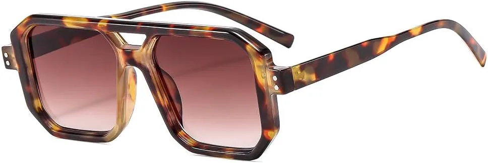 

Винтажные солнцезащитные очки с двойной перемычкой для женщин, роскошная оправа, солнцезащитные очки для женщин с защитой от УФ-излучения UV400 LVTFCO, Leopard