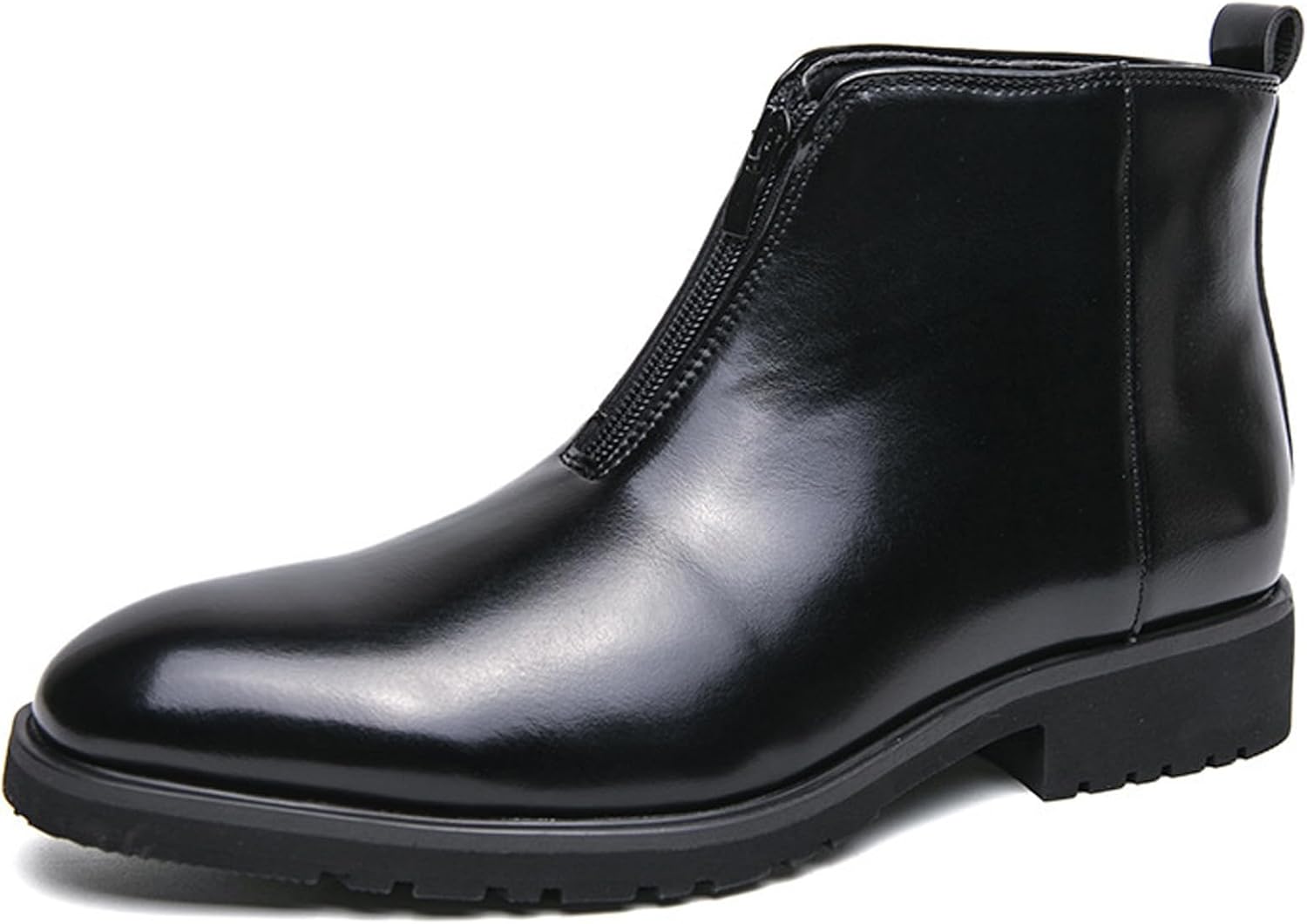 

Мужские кожаные челси с передней молнией, классические повседневные ботинки Чарок на щиколотку, модные деловые слипоны для мужчин Yherohg, черный