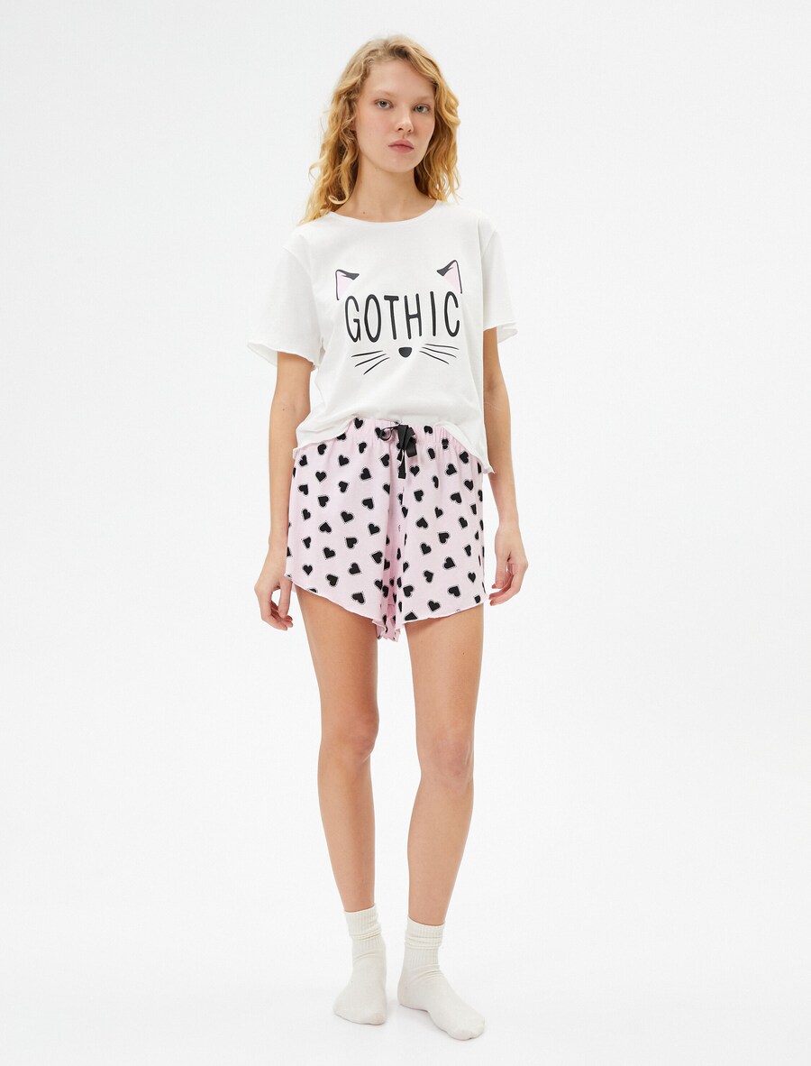 

Короткий пижамный комплект Koton, цвет Rose/White