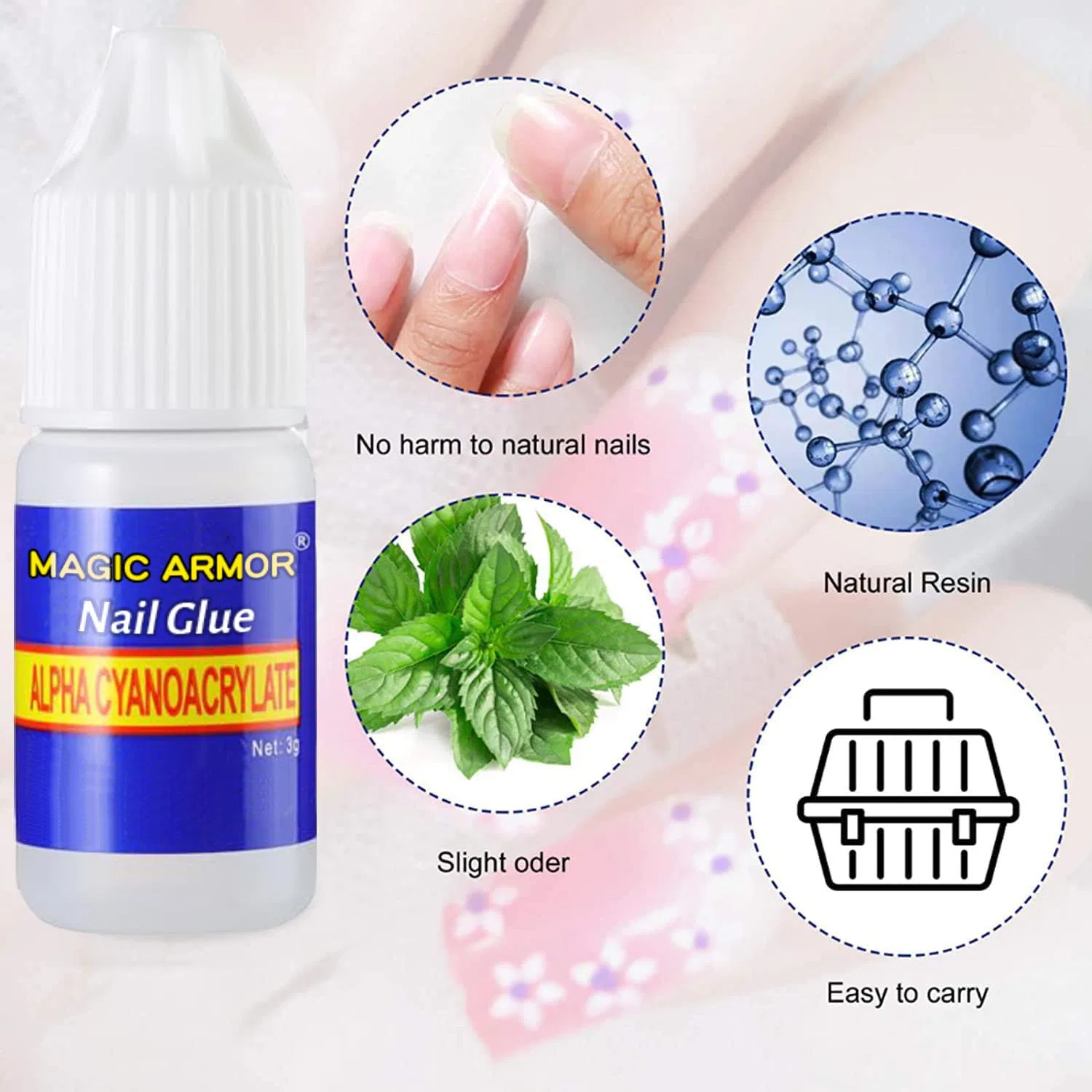 Профессиональный клей для накладных ногтей MAGIC ARMOR, 10 флаконов Magic Armor, Clear — фото 2