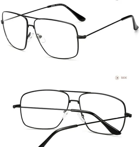 

Квадратная оправа для очков для женщин и мужчин, винтажные солнцезащитные очки из сплава с прозрачными линзами для женщин, очки большого размера MTZJH, Black-clear