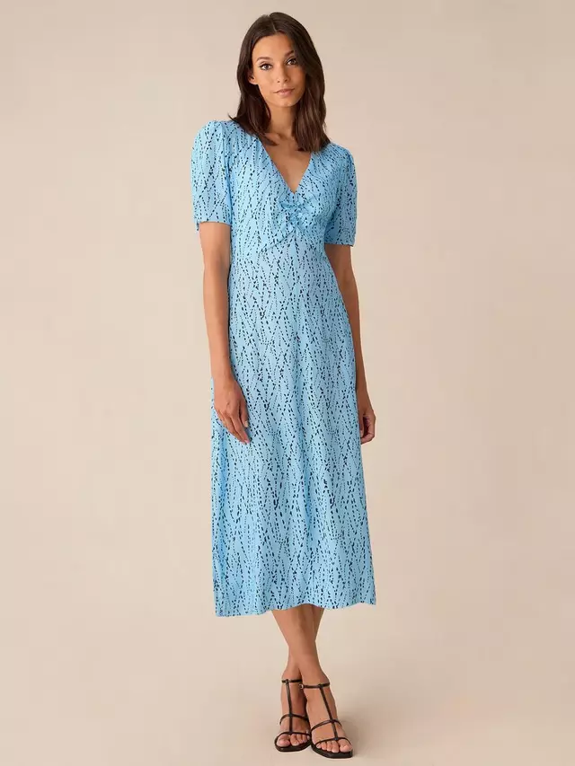

Платье Ro&Zo Dash Print Ruched Midi, синий