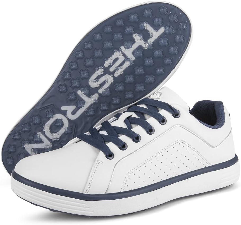 

Мужские гольф-кроссовки THESTRON, удобные, нескользящие, повседневные спортивные обувь для гольфа, легкие кроссовки для гольфа, белый/синий