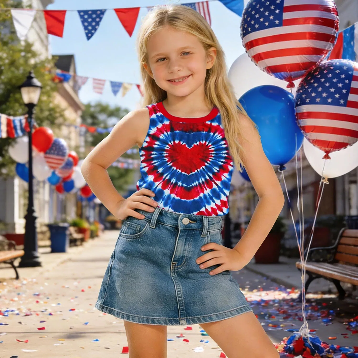Детский топ-безрукавка American Flag, CAZYCHILD, Blue-love — фото 3