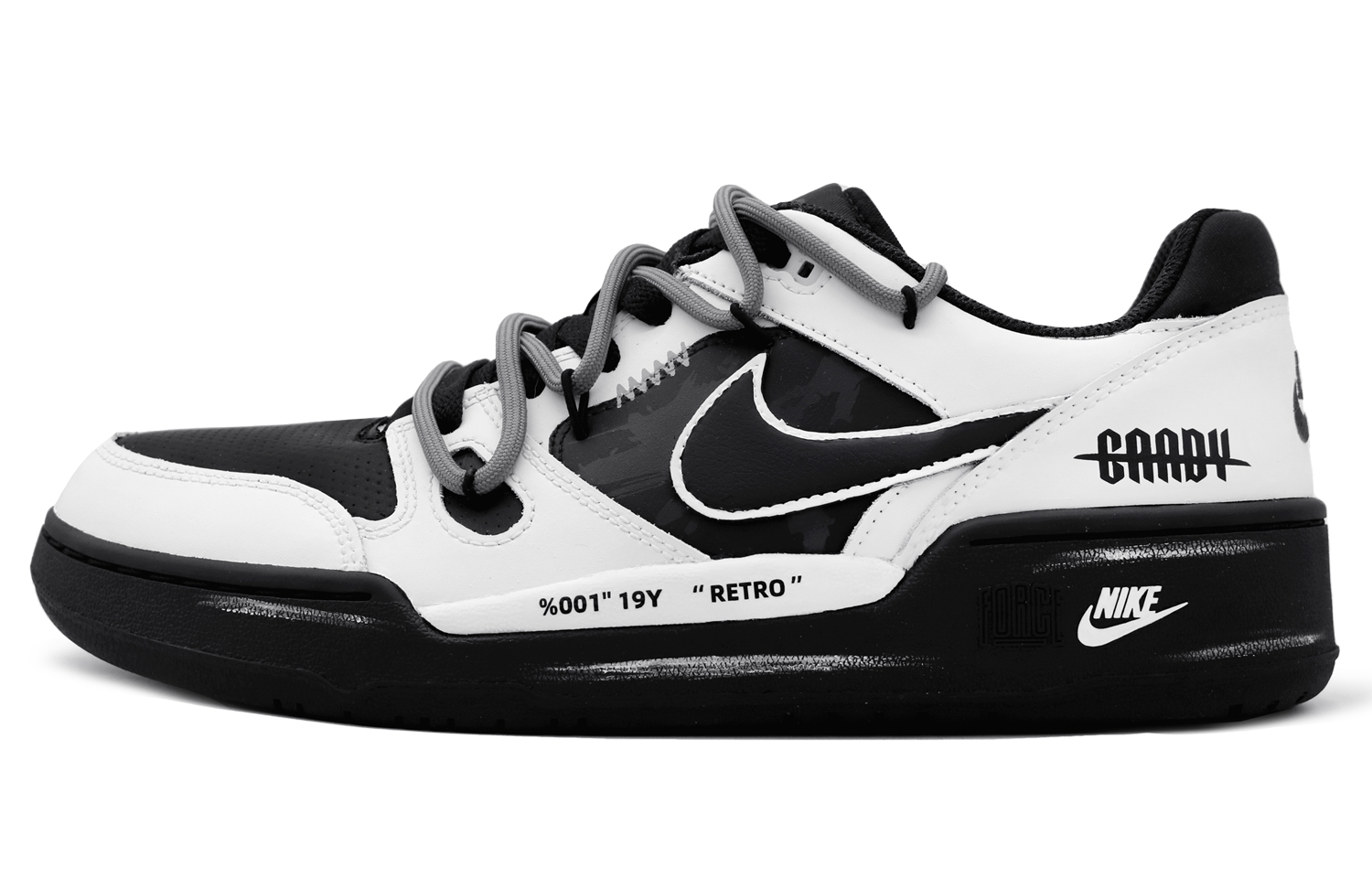 

Nike Кроссовки для скейтбординга Full Force Low SZH серые, противоскользящие, износостойкие, мужские, черно-белые