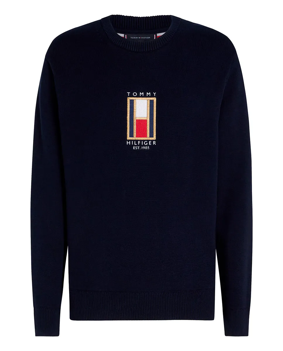 

Мужской свитер с вертикальным флажком Tommy Hilfiger, темно-синий