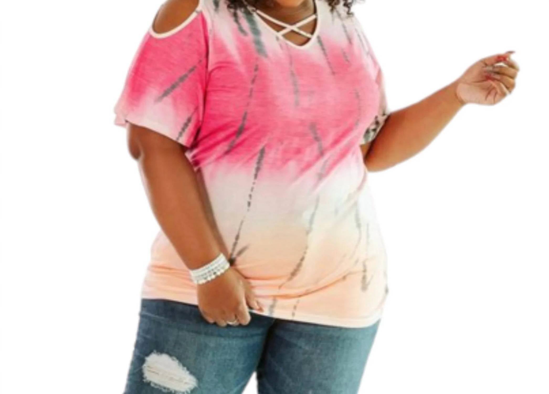 

Топ в стиле тай-дай "Безумная любовь" - плюс розовый Glitzy Girlz Boutique