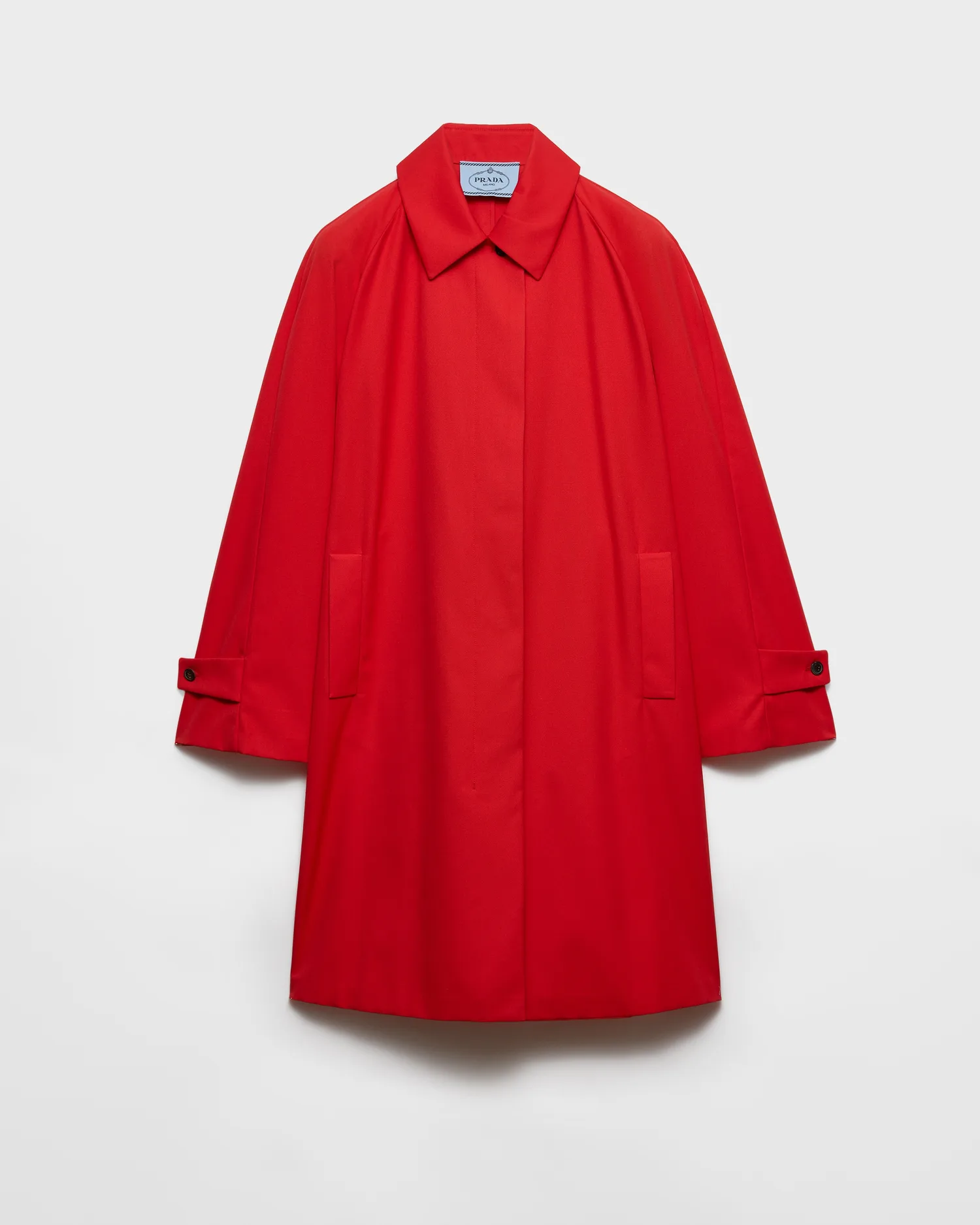 Однобортное пальто из габардина Prada, красный