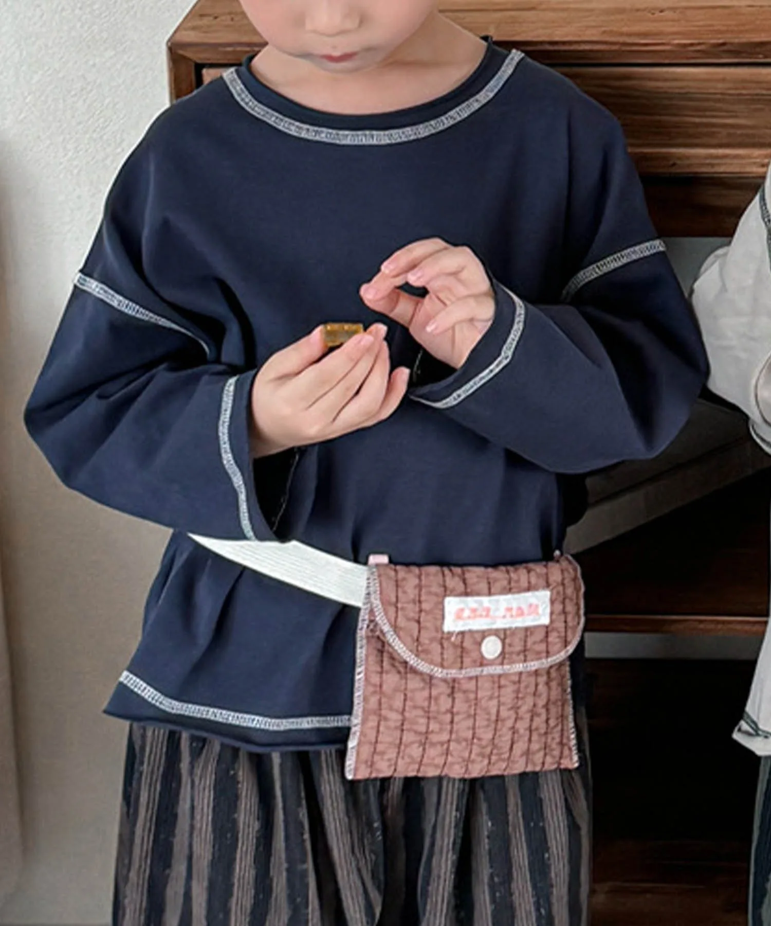 Футболка с длинными рукавами, подобранная по цвету. Aimoha Kids, Navy — фото 2