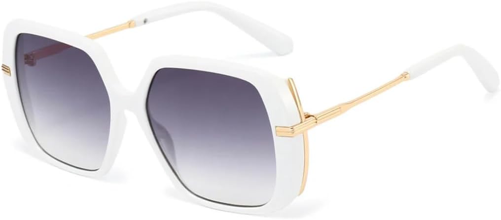 

Большие квадратные солнцезащитные очки для женщин в двойной оправе, солнцезащитные очки с защитой от УФ-излучения UV400, для путешествий, пляжа и повседневной носки UATXTAU, White Gray