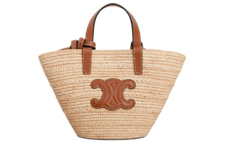 

Рафия с телячьей кожей женская сумка через плечо натуральный и tan CELINE