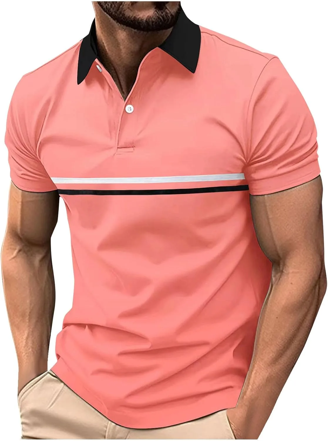 

Muscularfit летняя рубашка для мужчин 2025 мода короткий рукав V-образный вырез на пуговицах casual solid polo футболка