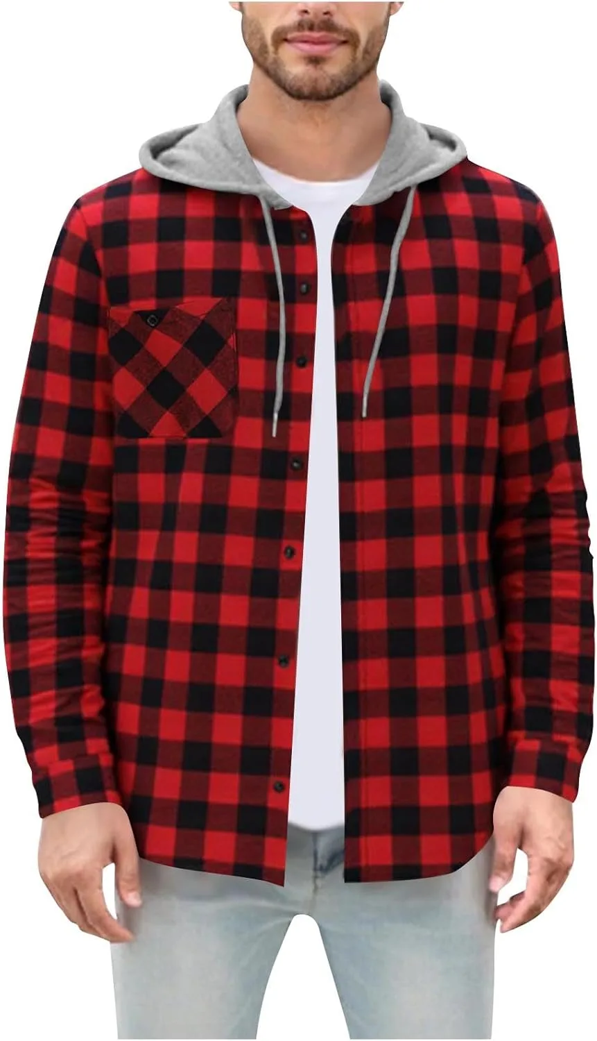 

Мужская толстовка-рубашка с кнопками, тартан, легкая