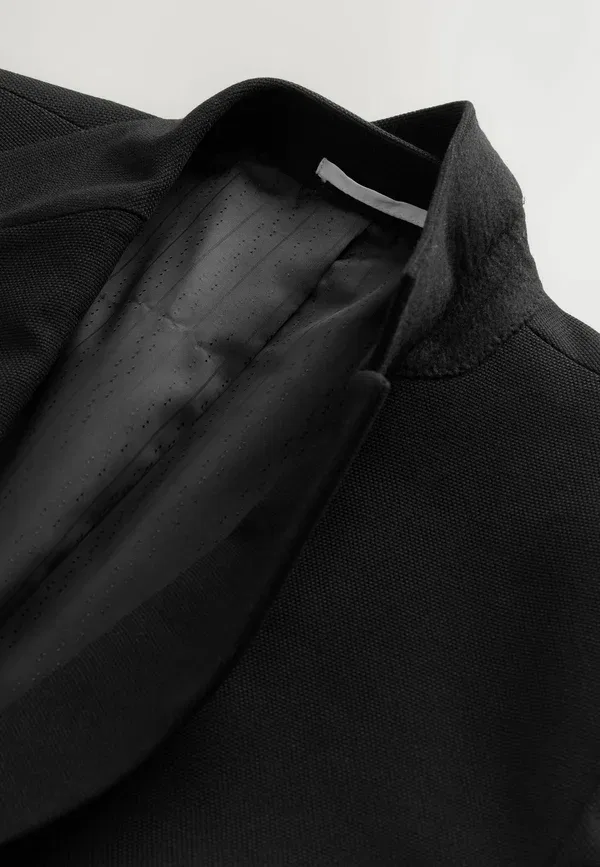 Блейзер Next, Regular fit loose fit textured suit jacket with fireman clasp metal fastening, черный — фото 4