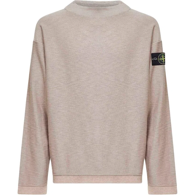 Свитер с воротником-стойкой и длинным рукавом ribbed crew-neck STONE ISLAND, Sand
