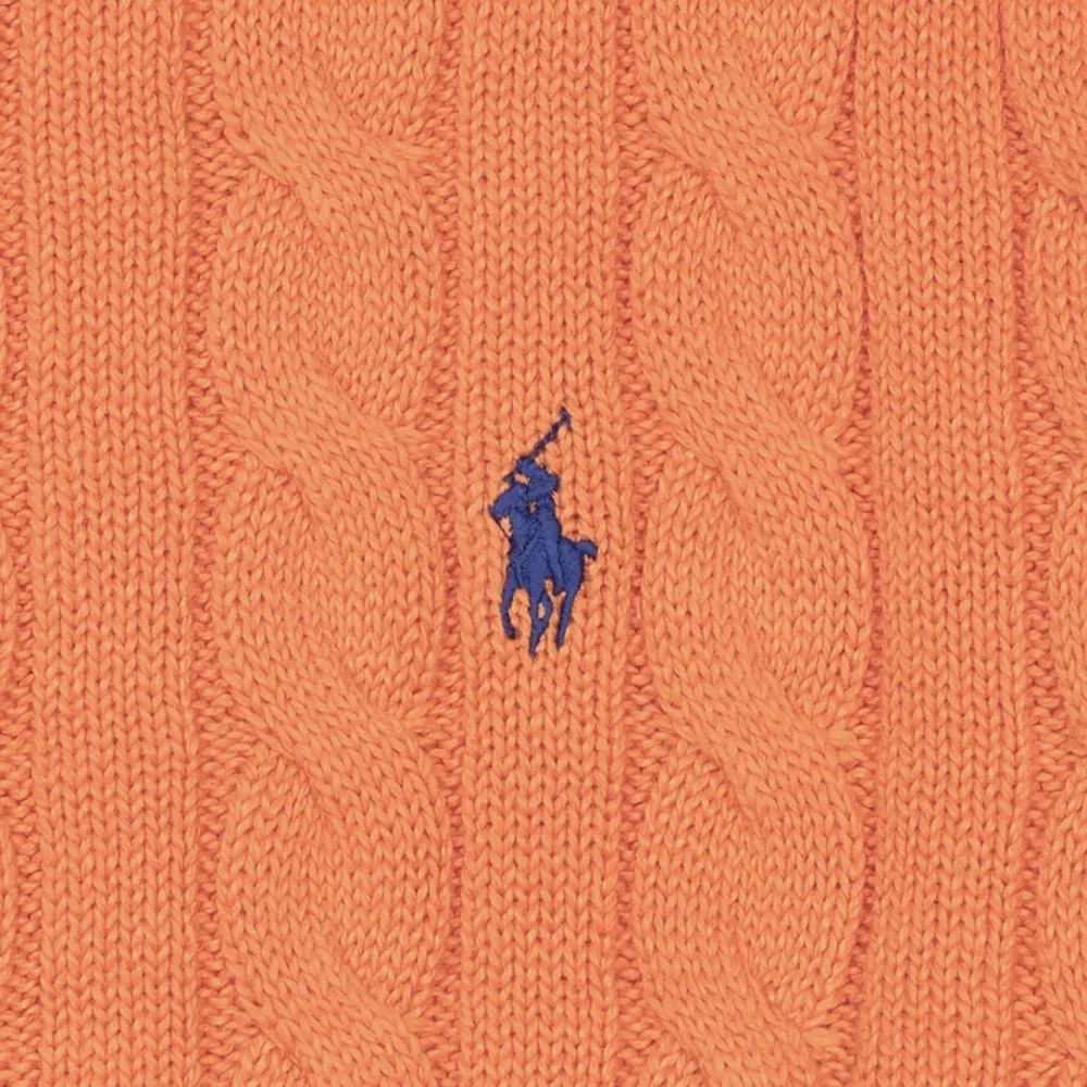 Мужской хлопковый свитер крупной вязки, оранжевый, от Polo Ralph Lauren — фото 4