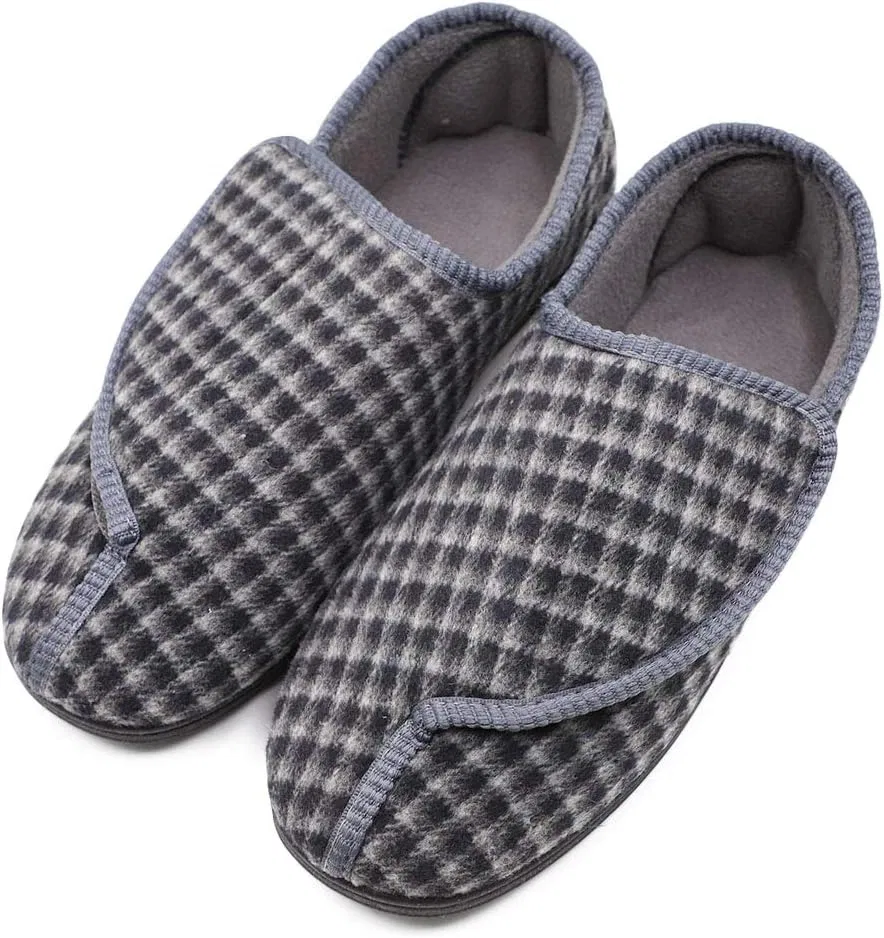 Тапочки с регулируемой застежкой, Memory Foam, Gray Plaid Hotme