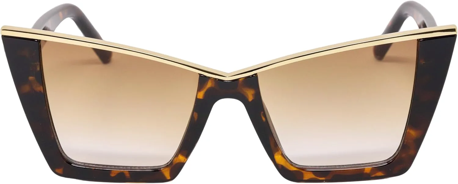 

Модные ретро-солнцезащитные очки большого квадратного размера «кошачий глаз» для женщин, защита от УФ-излучения, винтажный стиль RAVI EYEWEAR, Tortoise / Brown