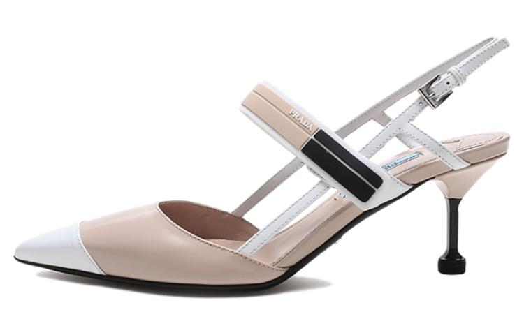 Женские туфли на высоком каблуке телесного белого цвета PRADA — фото 2