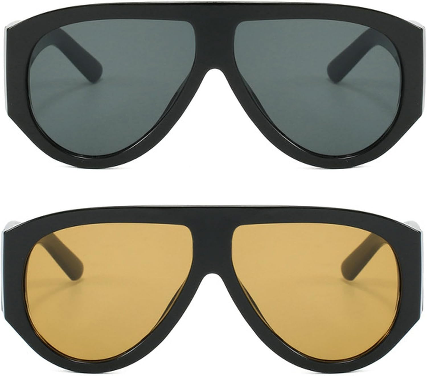 

Большие солнцезащитные очки-пилот для женщин, модные, роскошные, в крупной оправе, цельные, с градиентным переходом цвета, ретро, ​​классические, с плотной оправой mincl, 2pcs-black&brown