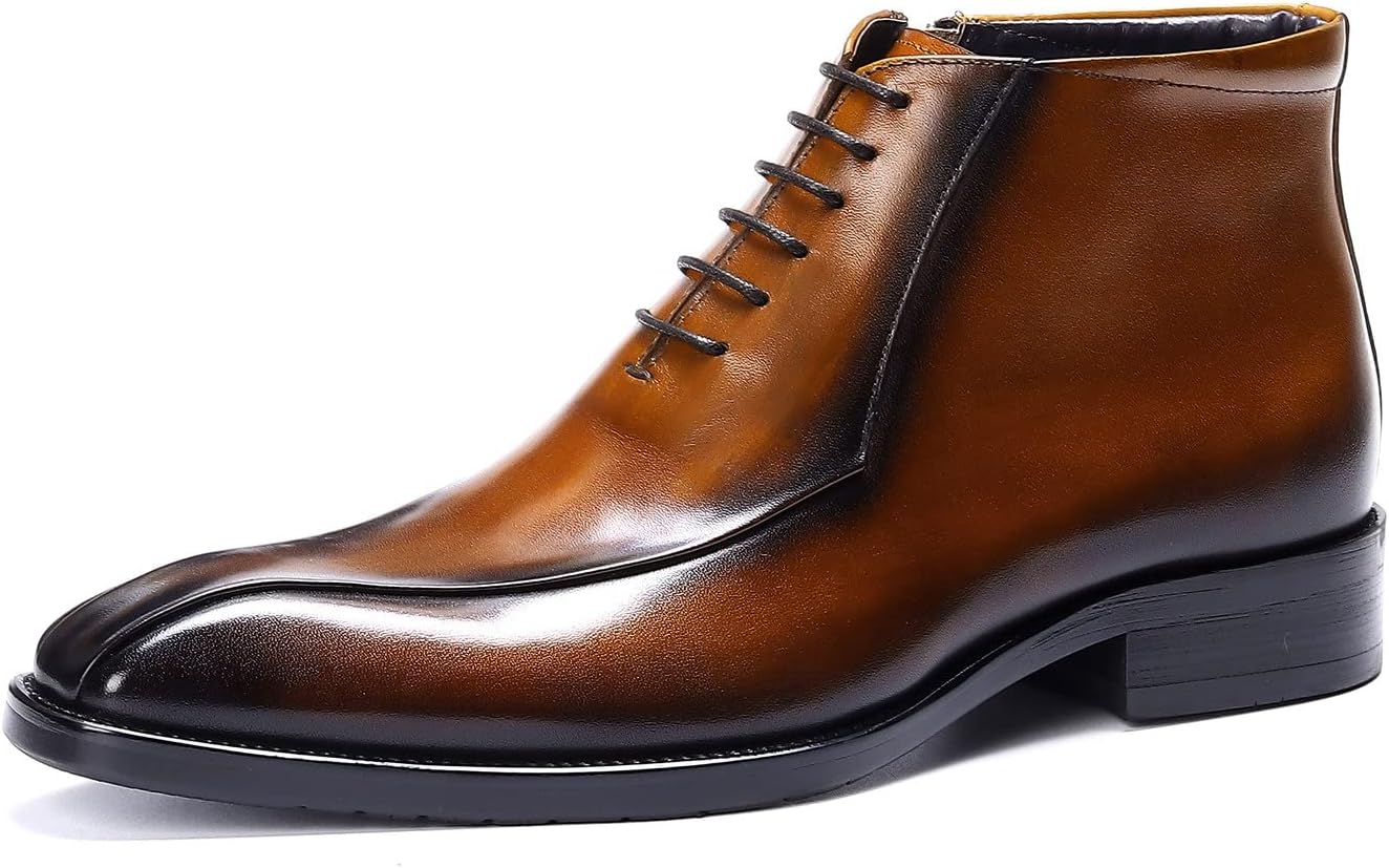 

Мужские ботинки Santimon Oxfords, формальные, из натуральной кожи, с гладким носком, на щиколотке, мужская мода, деловой стиль, повседневная одежда, на свадьбу, выпускной, под смокинг, комфортные западные ботинки на шнуровке, коричневый