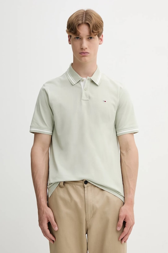

Хлопковая поло Tommy Jeans, зеленый