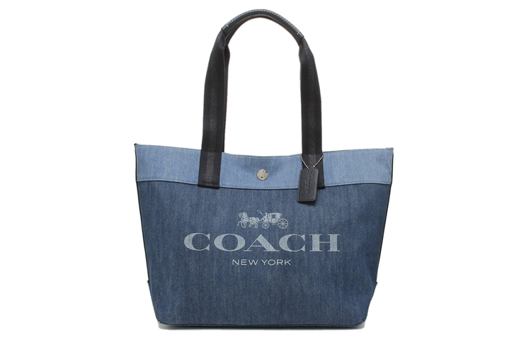 

Джиновая сумка-шоппер, шоппер, дамская сумка, сумка через плечо Tubas Women's Denim Blue Multicolor COACH