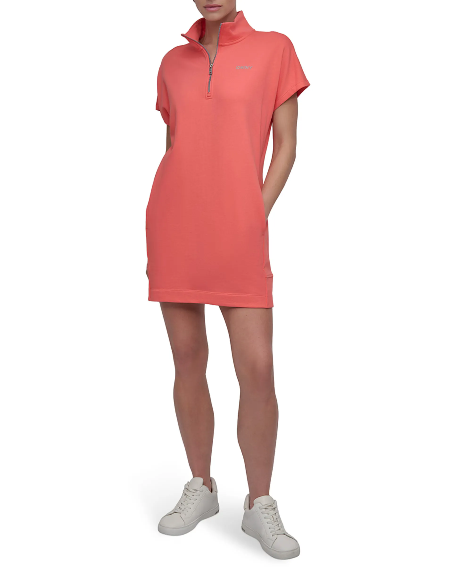 

Короткое платье-худи с короткими рукавами Dkny Jeans, коралловый