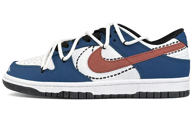 

Кроссовки для скейтбординга Dunk мужские с низким верхом белого цвета Nike, темно-синий