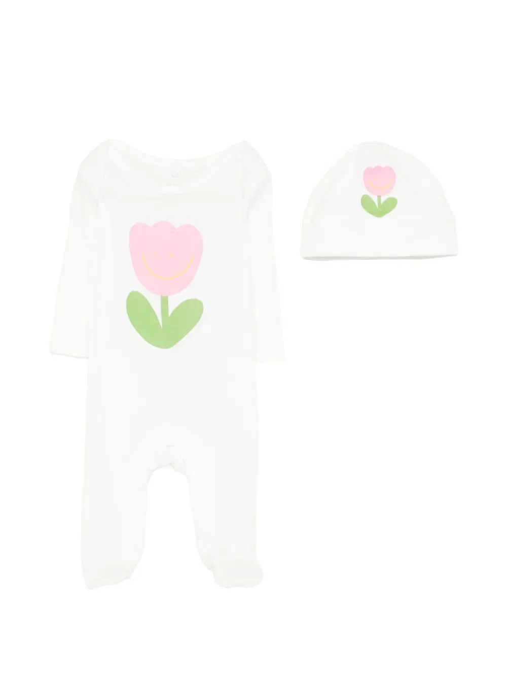 Детский комбинезон с цветочным принтом (комплект из трех штук) Stella Mccartney Kids, белый
