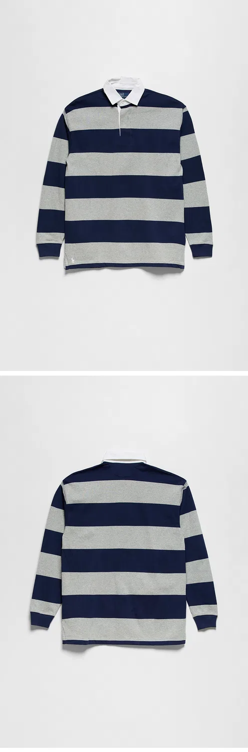 Мужская полосатая футболка-регби Polo Ralph Lauren Big Fit Jersey, синяя — фото 3