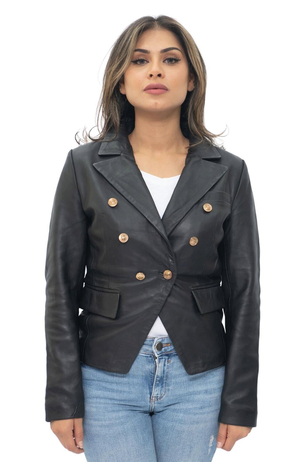 

Кожаный пиджак в стиле милитари-Ольборг Infinity Leather, черный