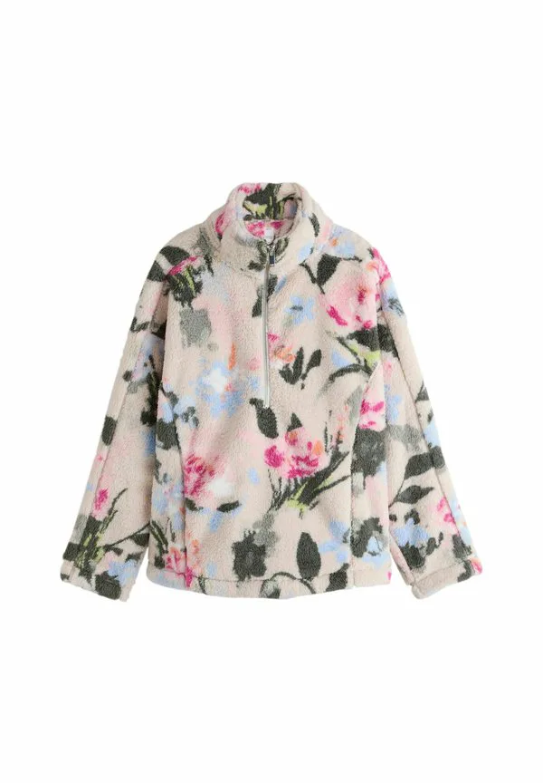 Флисовый джемпер borg с половинной молнией Next, Cream Floral