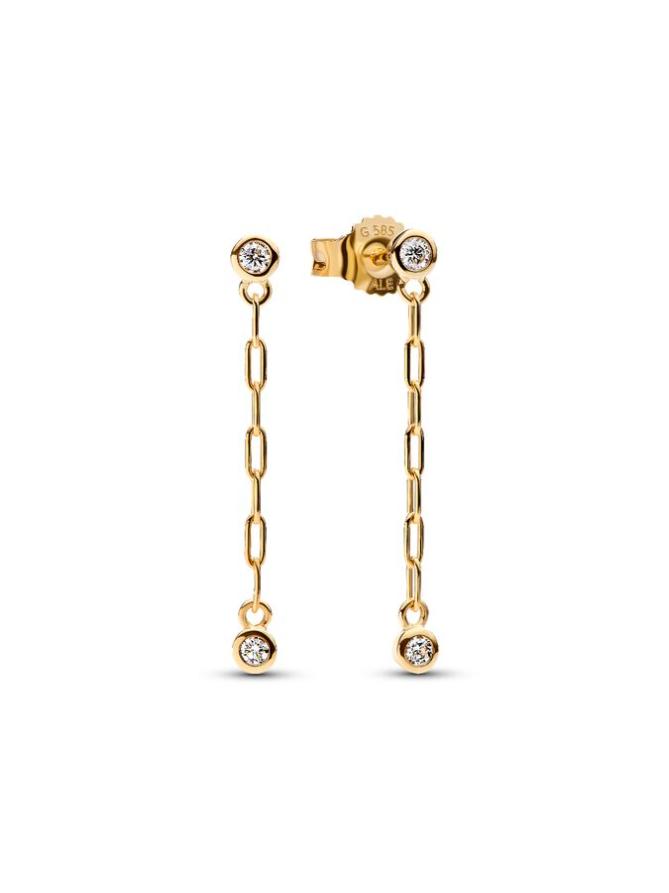 

Серьги Pandora Era Bezel Lab-Grown Diamond Paperclip Chain Drop Earrings, золото
