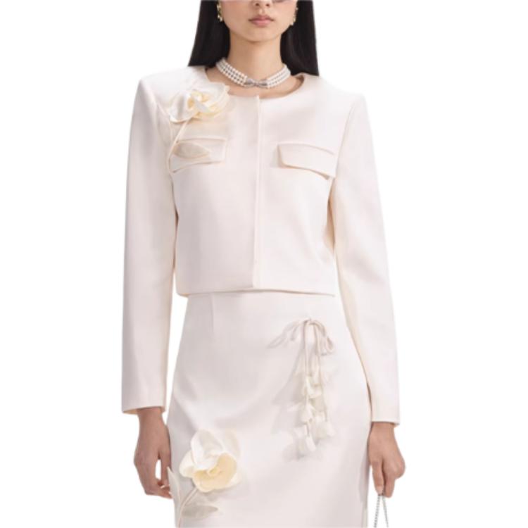 

Self-portrait Женское укороченное пальдо цвета слоновой кости Self portrait