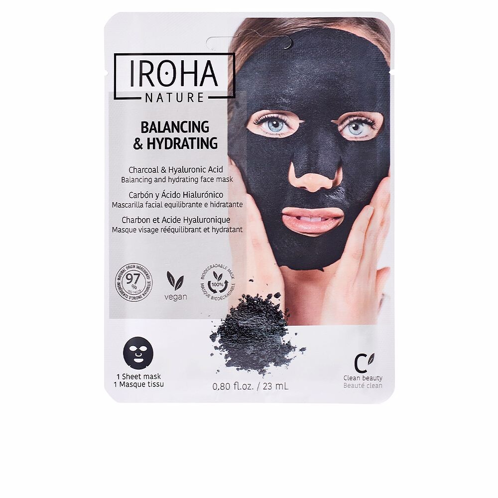 

Маска для лица Mascarilla facial tisú reequilibrante e hidratante con carbón y ácido hialurónico Iroha nature, 1 шт
