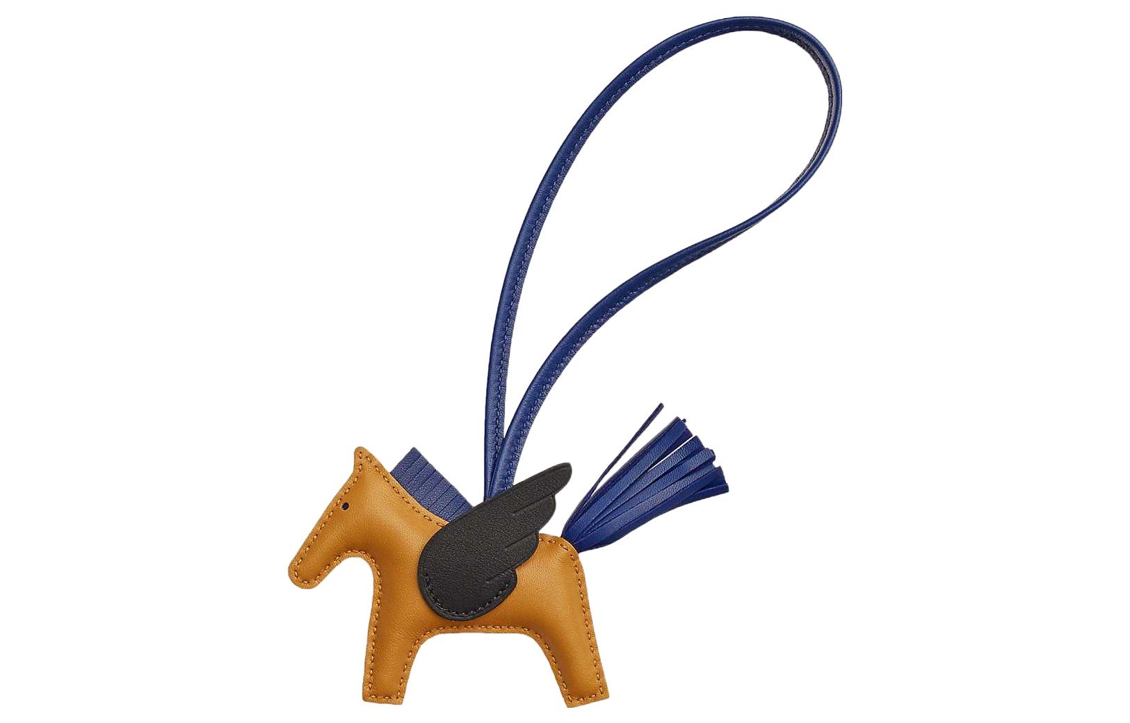 HERMES Кожаный кулон Rodeo Cow унисекс коричневый/синий, Brown/Blue — фото 2