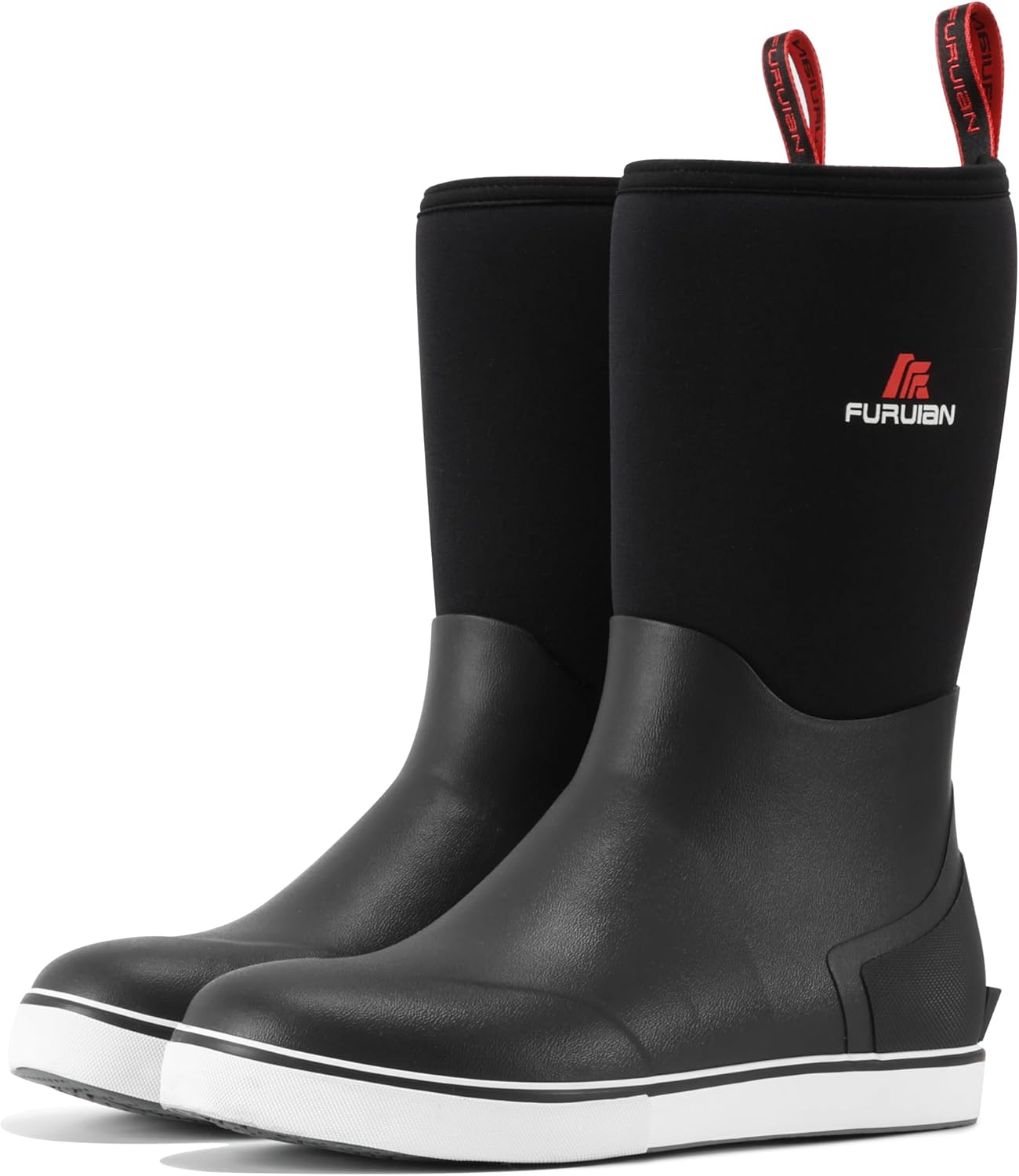 

Мужские ботинки Furuian, ботинки до середины голени, рыболовные резиновые ботинки для мужчин, водонепроницаемые ботинки, долговечные противоскользящие дождевые ботинки, черный