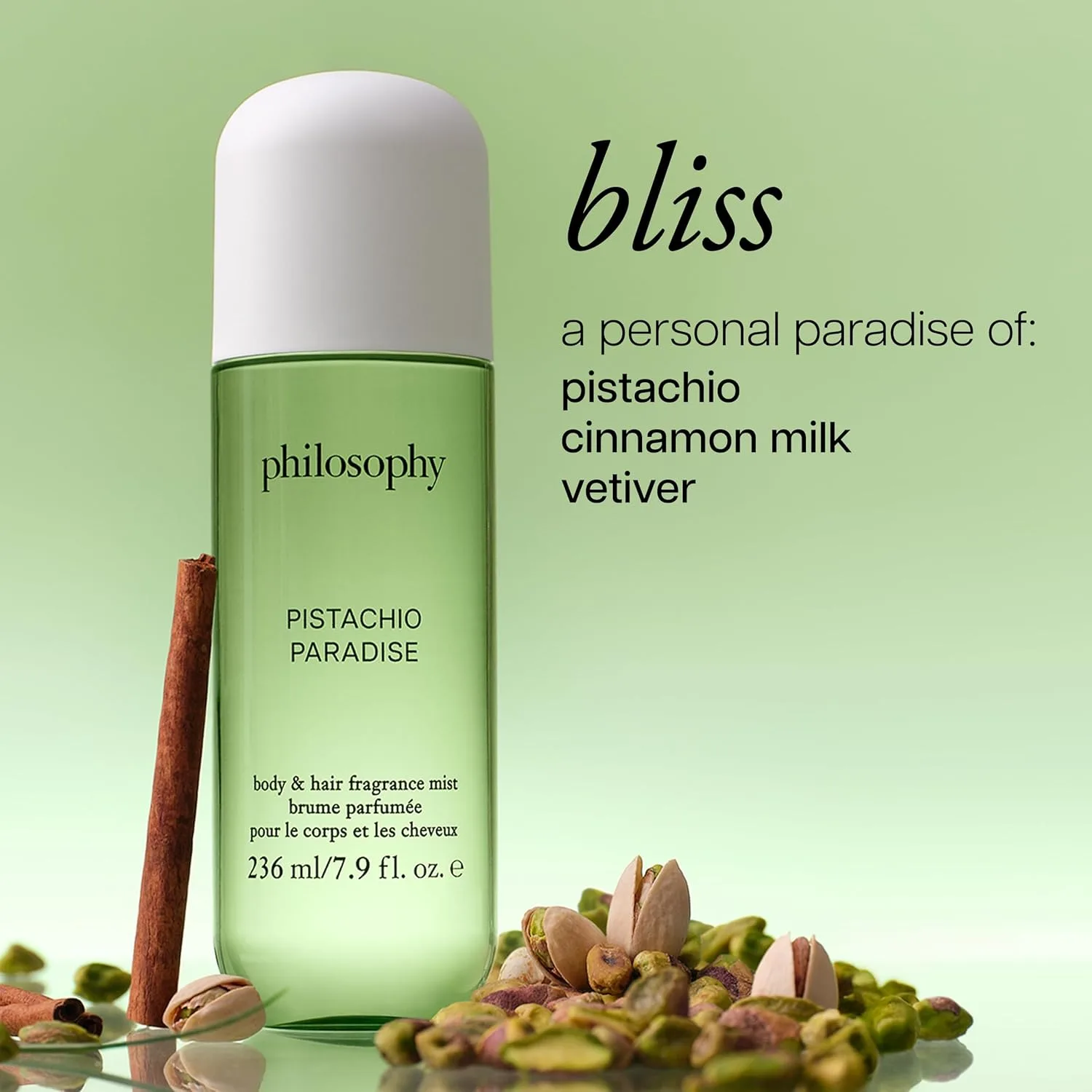 philosophy hair and body mists - стойкие ароматные туманы для женщин с полезными для кожи компонентами - увлажняют и освежают на 24 часа - варианты ароматов vanilla, pistachio и coconut — фото 3