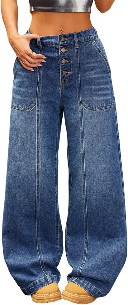 

Женские джинсы с высокой талией и широкими штанинами Vintage TACSTRUN