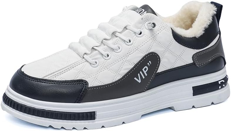 

Мужские модные кроссовки Низкие повседневные скейтбордические спортивные туфли Комфортные зимние утепленные мехом кроссовки Классические слипоны для повседневной носки и отдыха Hhhchpm, белый