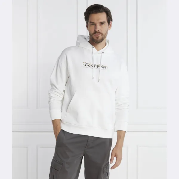 Толстовка обычного кроя с логотипом из двойного флока Calvin Klein, белый — фото 2